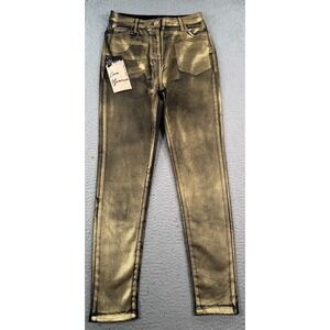 Coco Bianca Jeans Women 26x27 Gold Denim Skinny Ankle Party‎ Cocktail Grunge NWT